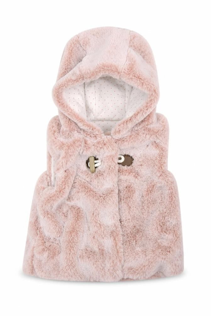 Front view of Nutmeg girls’ pink cardigan jumper, size 6-9, months - bodywarmer