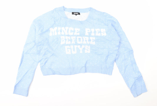 Missguided Womens Blue Fair Isle  Pullover Jumper Size M