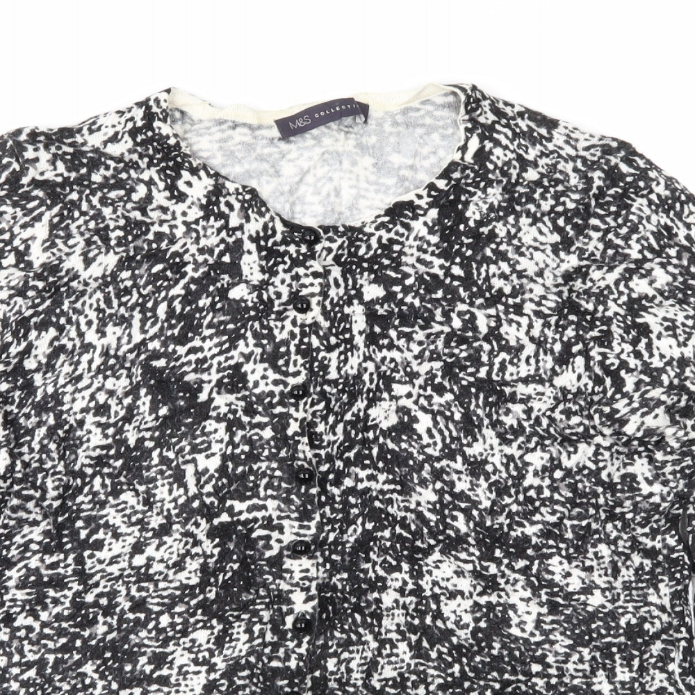 Marks and Spencer Womens Black Animal Print  Cardigan Jumper Size 14