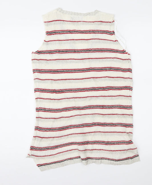 Papaya Womens Beige Striped  Vest Jumper Size 8