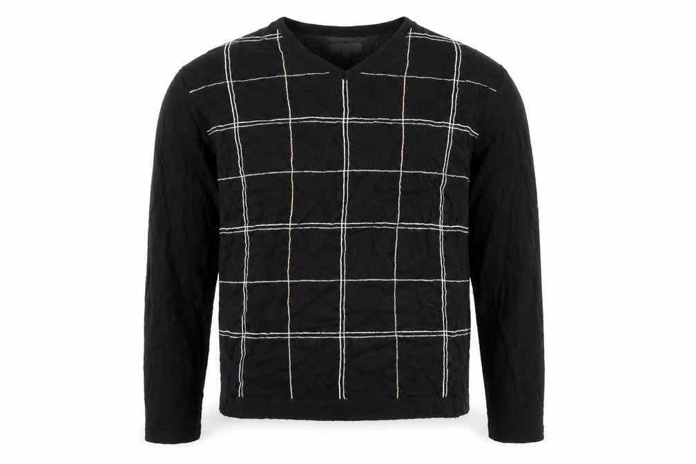 Blue Inc Mens Black Geometric  Pullover Jumper Size XL