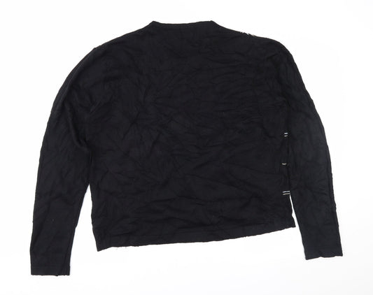 Blue Inc Mens Black Geometric  Pullover Jumper Size XL