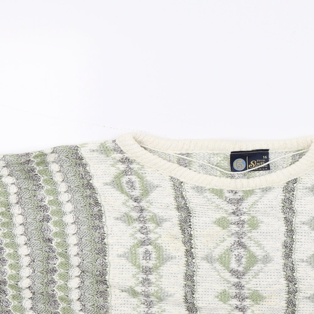 Sixth sench Womens White  Knit Pullover Jumper Size 16