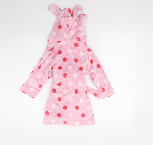 Bluezoo Girls Pink Polka Dot Fleece Top Gown Size 2 Years