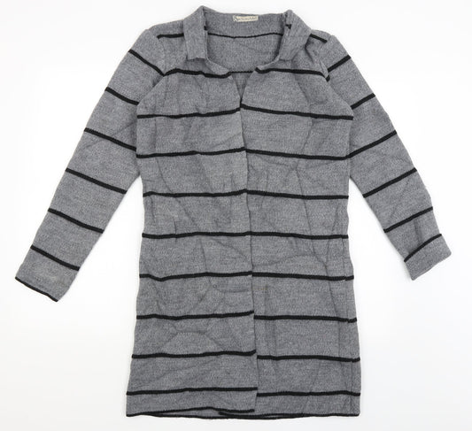 Susy Mix Womens Grey Striped  Cardigan Jumper Size S