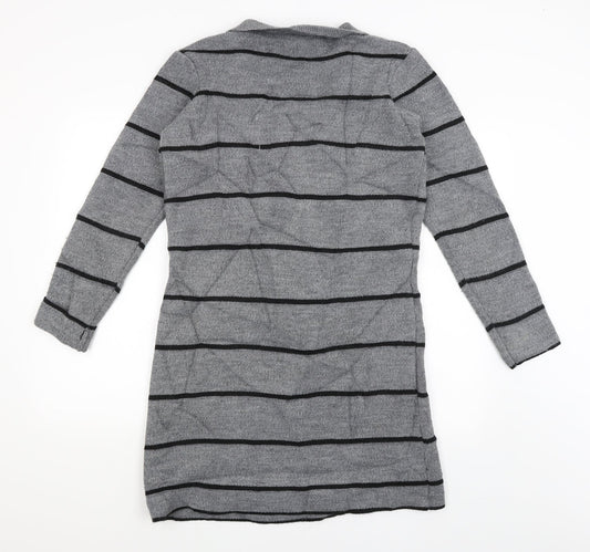 Susy Mix Womens Grey Striped  Cardigan Jumper Size S