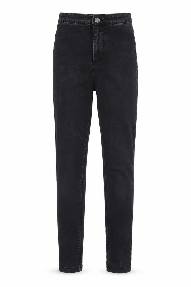 Front view of Denim & Co. women’s black denim skinny jeans, size UK 10, 28-inch leg