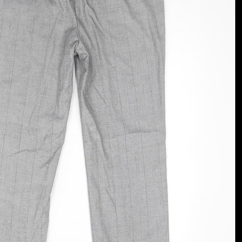 M&S Womens Grey Striped  Dress Pants Trousers Size 12 L29 in
