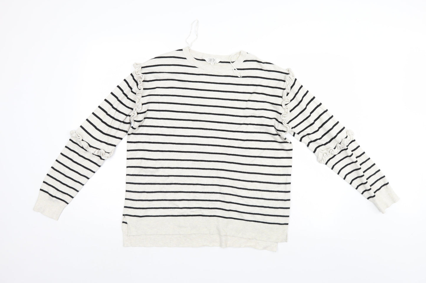Nine Womens White Striped  Pullover Jumper Size 14