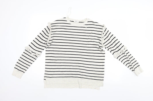 Nine Womens White Striped  Pullover Jumper Size 14