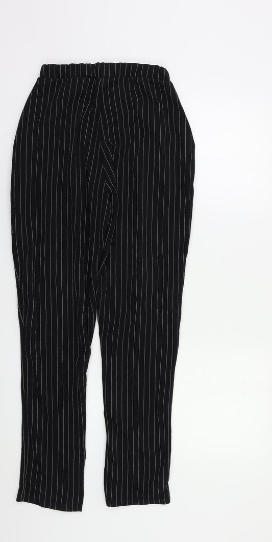 PRETTYLITTLETHING Womens Black Striped  Trousers  Size 10 L26 in