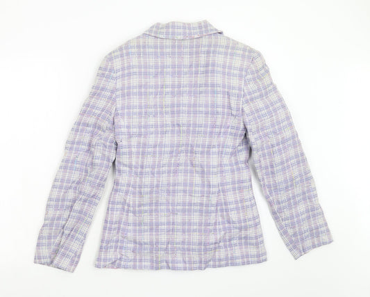 BHS Womens Purple Check  Jacket Blazer Size 10