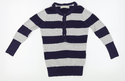 Knitwear Womens Blue Striped  Cardigan Jumper Size M