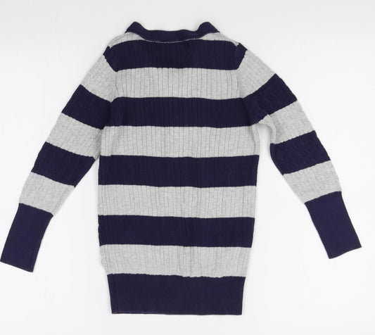 Knitwear Womens Blue Striped  Cardigan Jumper Size M