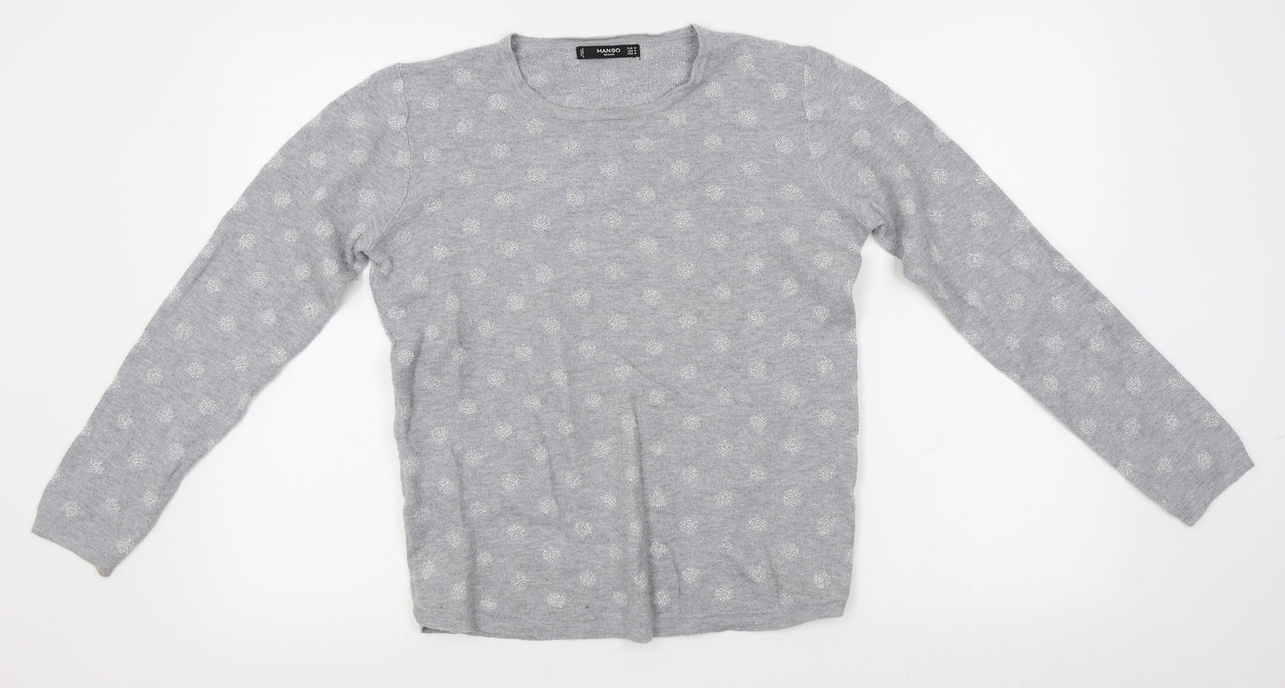 Mango Womens Grey Polka Dot  Pullover Jumper Size M