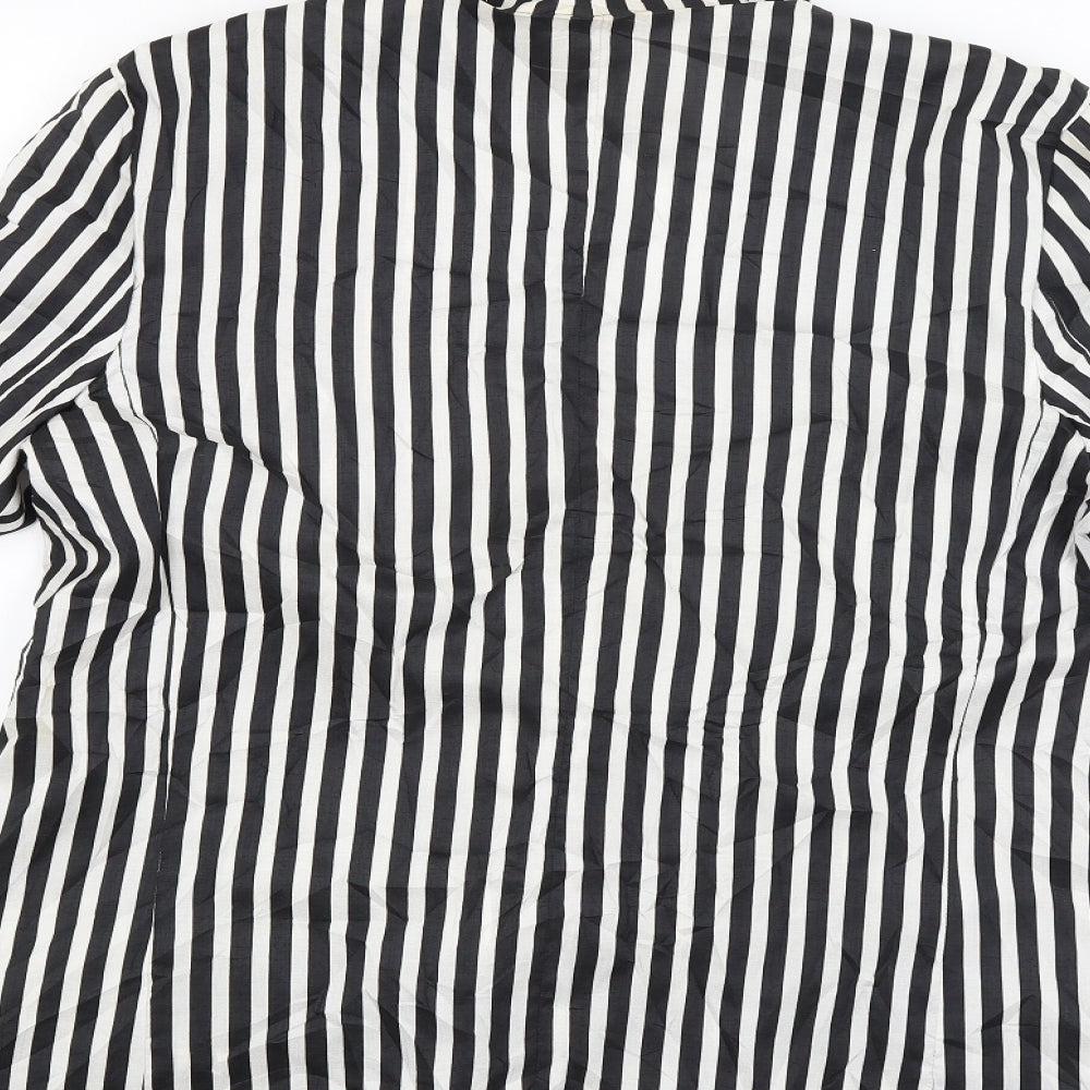 Leslie Fay Womens Black Striped  Basic Button-Up Size 44  - Size 46