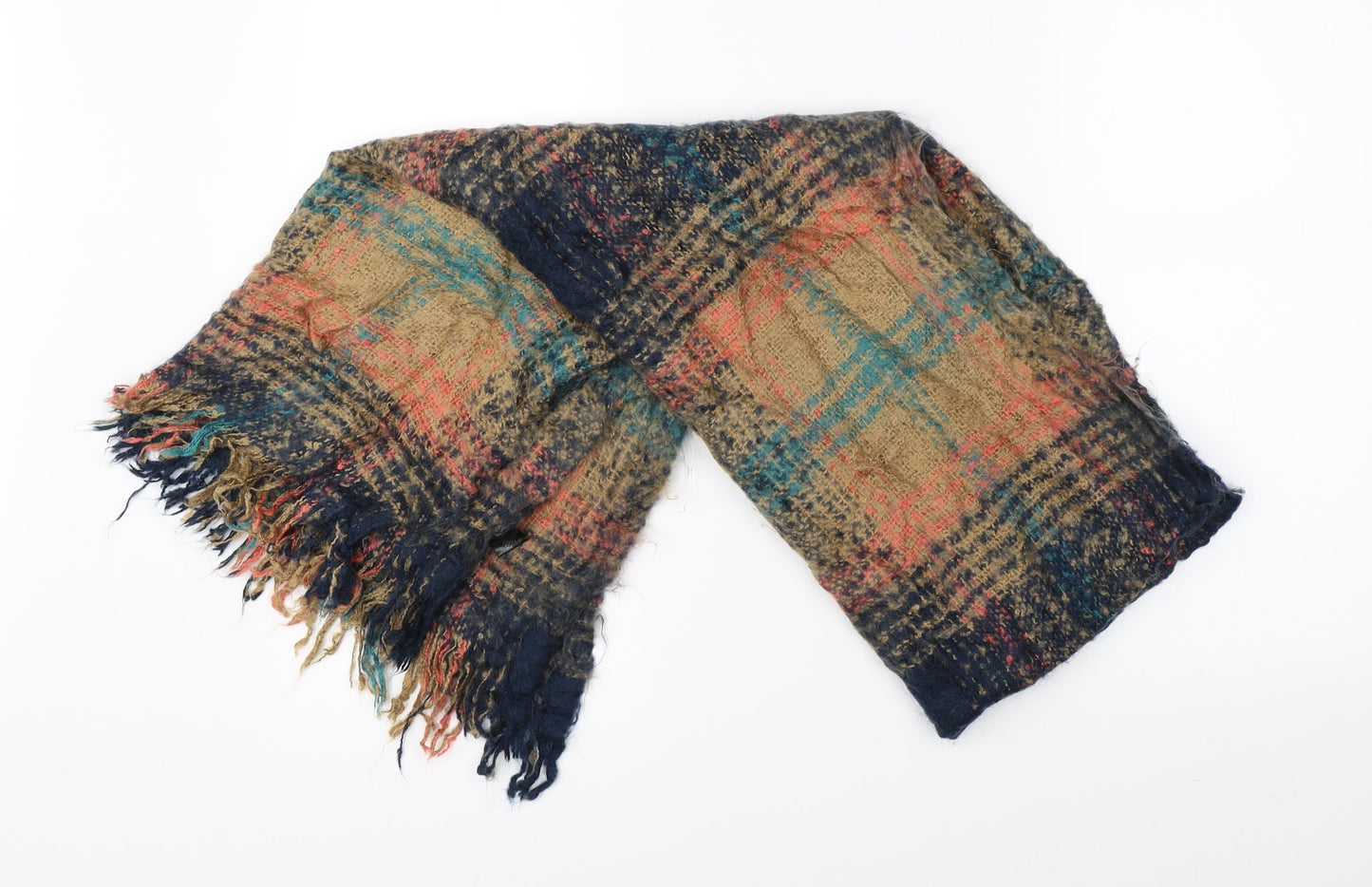 Preworn Unisex Multicoloured Check Knit  Scarf
