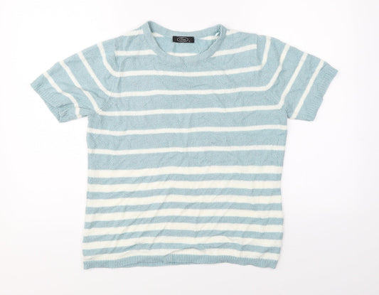 BM Womens Blue Striped  Basic Blouse Size S