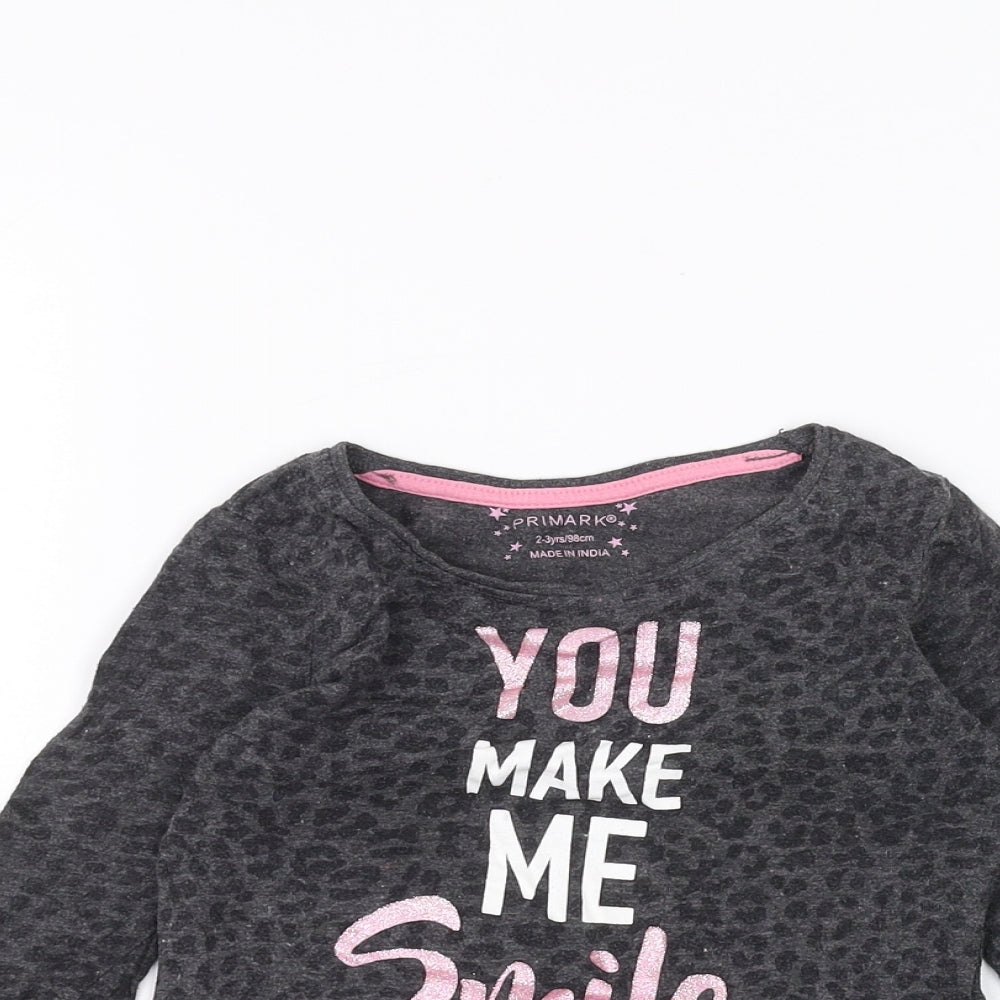 Primark Girls Black   Basic T-Shirt Size 2-3 Years
