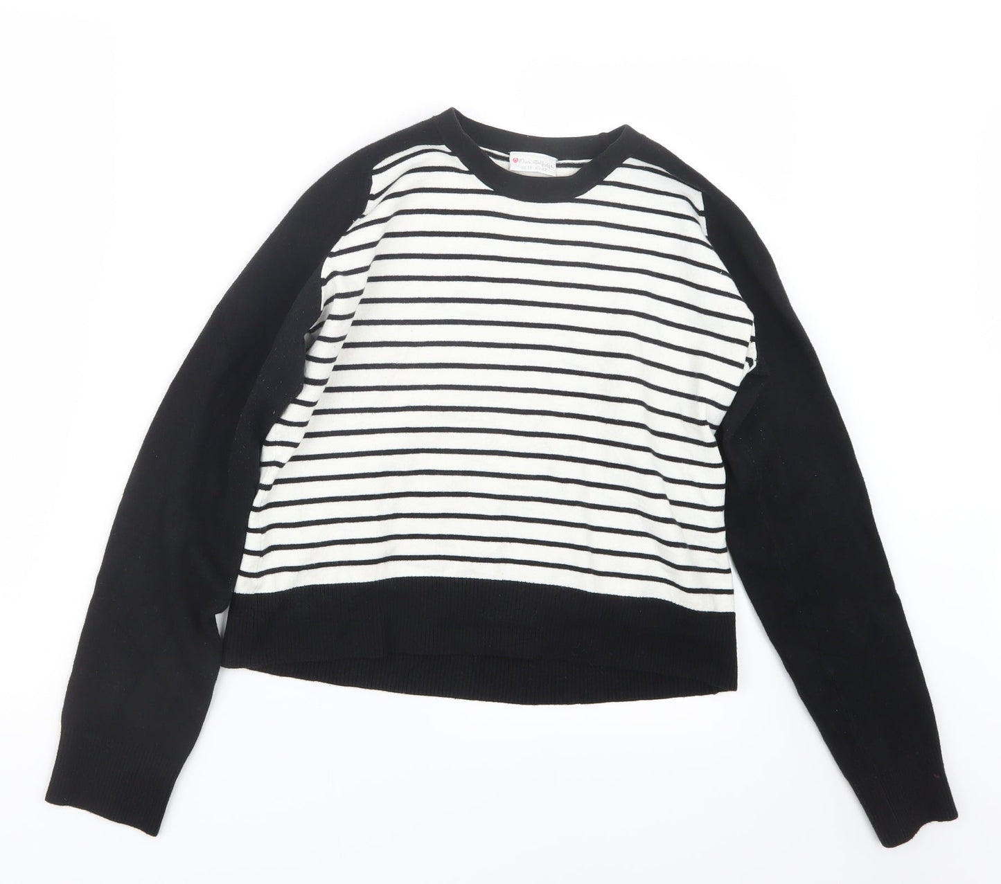 Miss Selfridge Womens Black Striped Knit Pullover Jumper Size 16