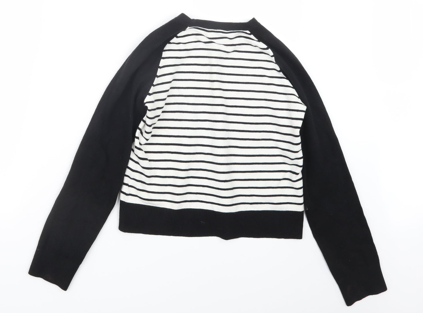 Miss Selfridge Womens Black Striped Knit Pullover Jumper Size 16