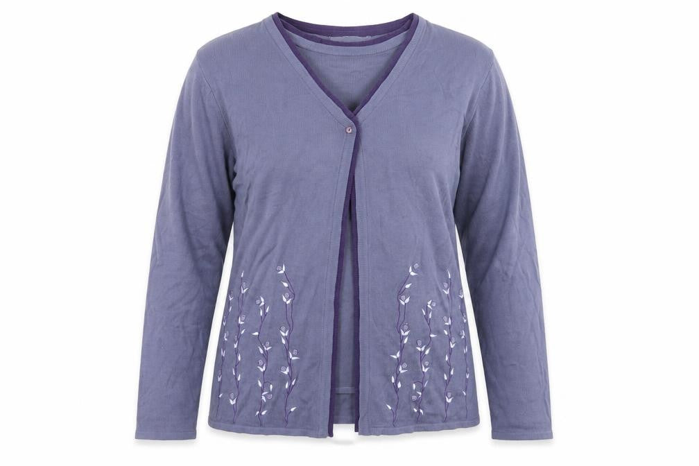 Bonmarché Womens Purple Knit Cardigan Jumper Size M - Top and cardigan in one