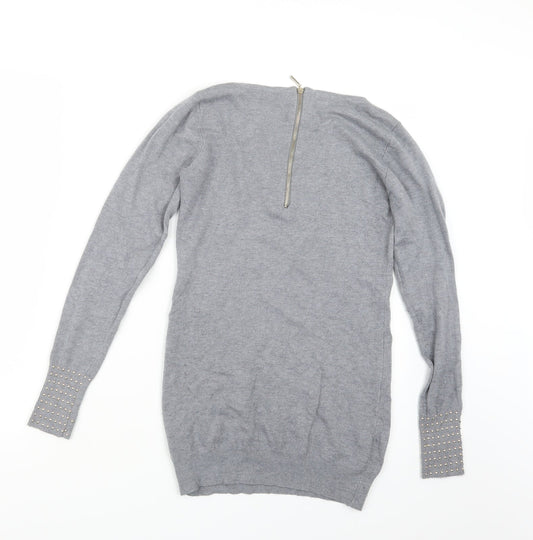Minority Womens Grey  Knit Pullover Jumper Size S