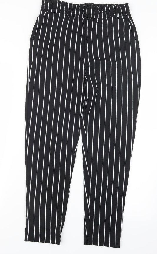 Preworn Womens Black Striped  Trousers  Size L L25 in