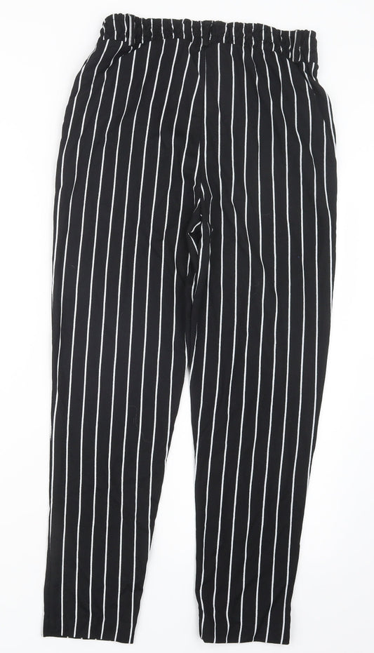 Preworn Womens Black Striped  Trousers  Size L L25 in