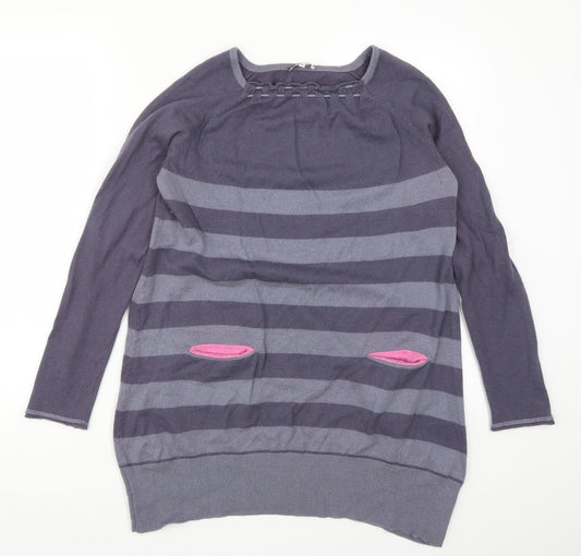 Bip Bip Womens Purple Striped Knit Pullover Jumper Size XL