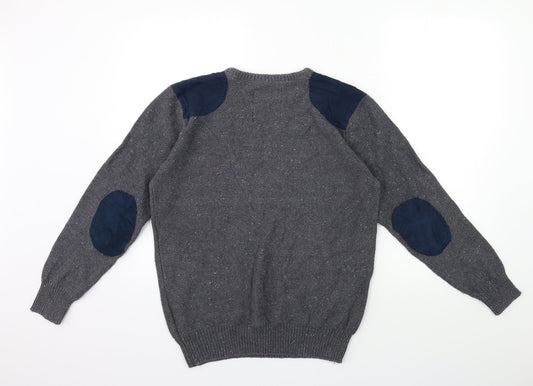 Easy Mens Grey  Knit Pullover Jumper Size M