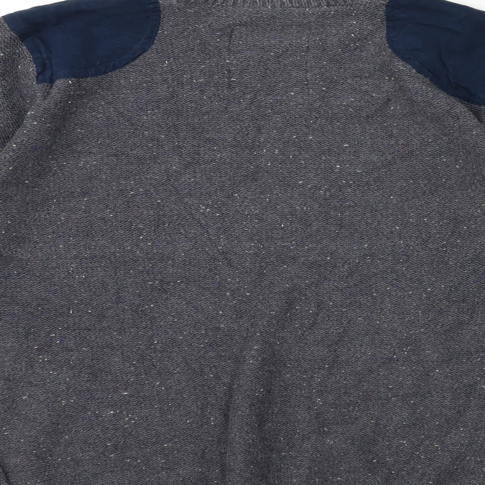 Easy Mens Grey  Knit Pullover Jumper Size M
