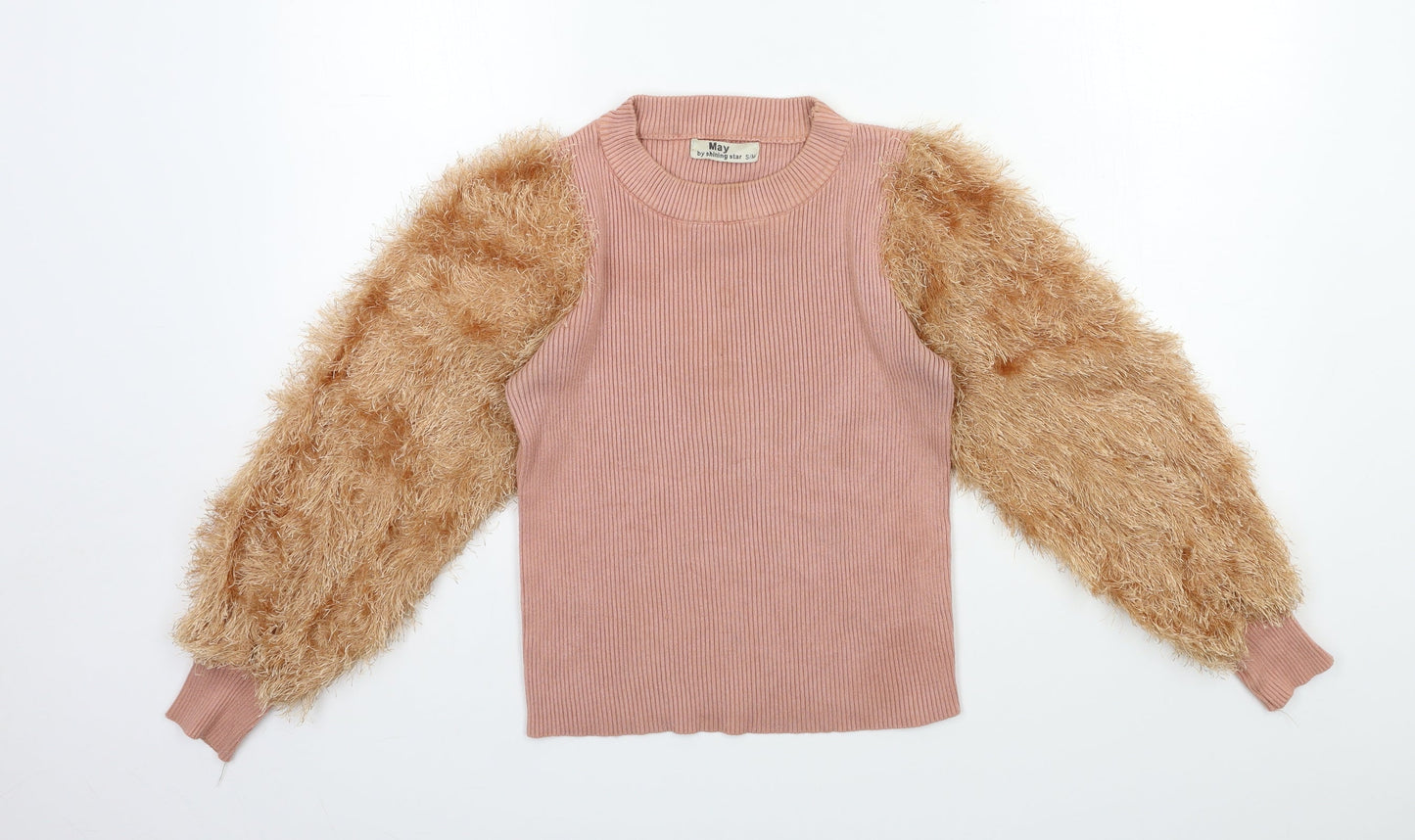 may Womens Pink  Knit Pullover Jumper Size S