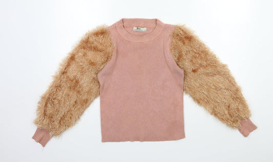 may Womens Pink  Knit Pullover Jumper Size S