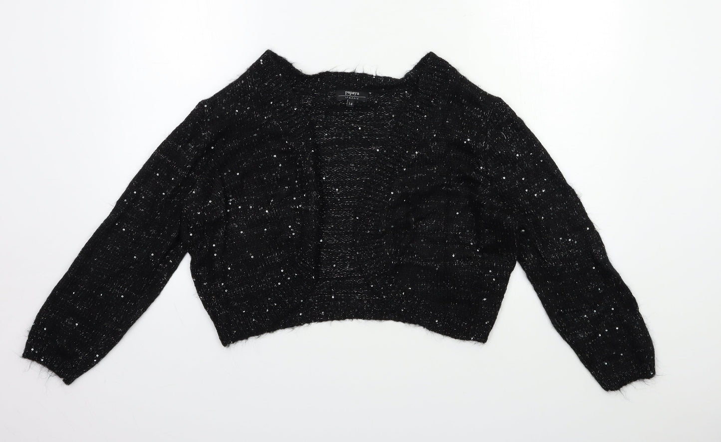 Papaya Womens Black  Knit Cardigan Jumper Size 14