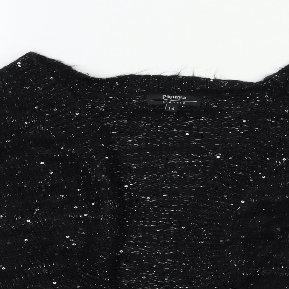 Papaya Womens Black  Knit Cardigan Jumper Size 14