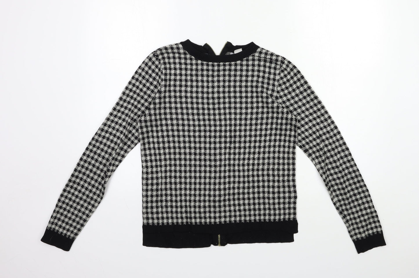 H&M Womens Grey Check Knit Pullover Jumper Size S