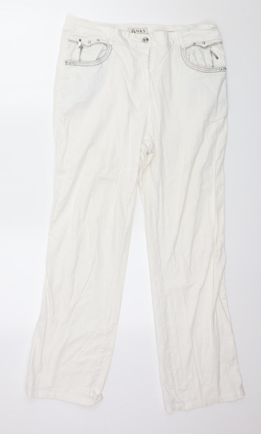 O&S Womens White   Trousers  Size 32 in L27 in