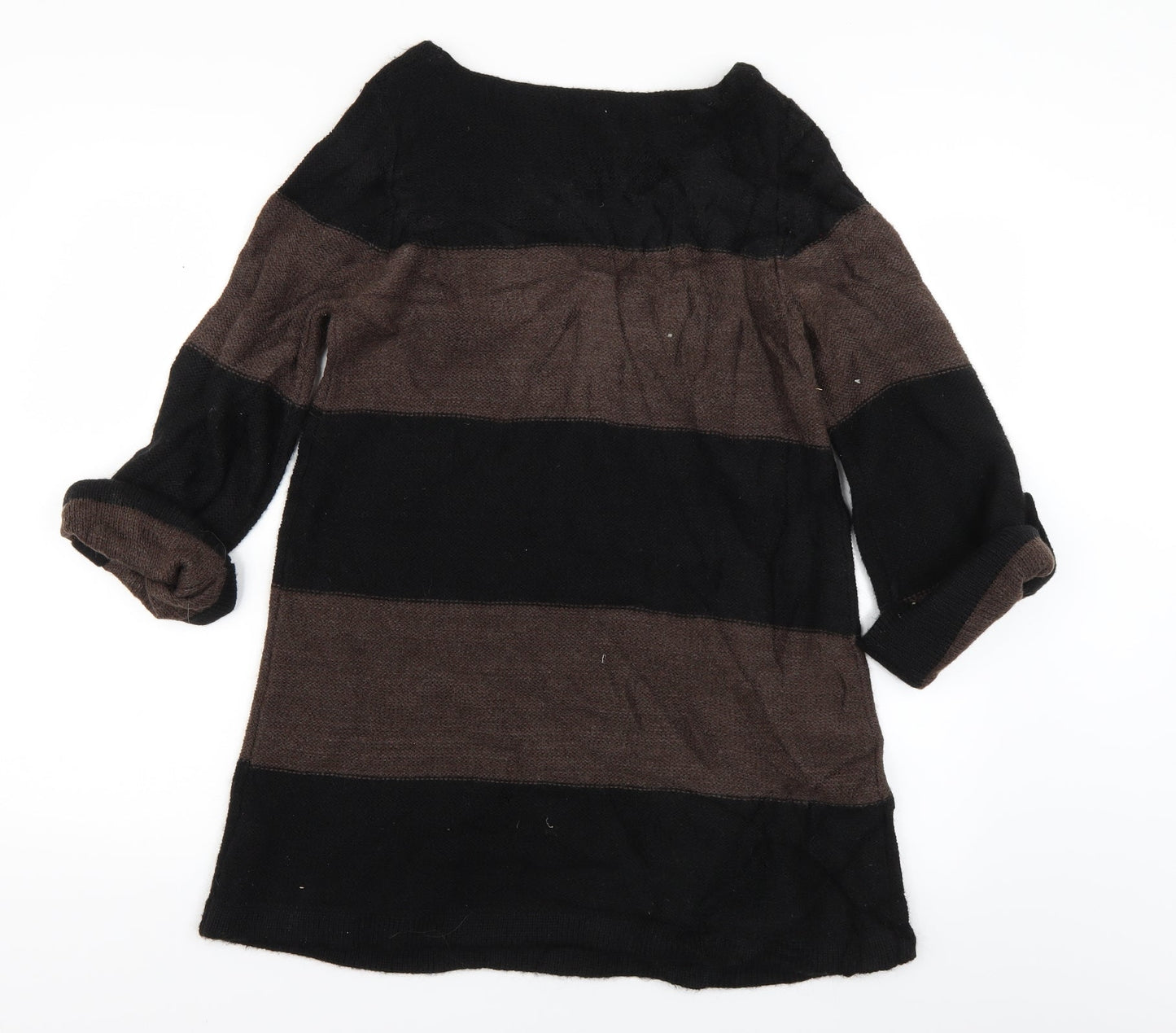 M&S Womens Brown Striped Knit Pullover Jumper Size 12