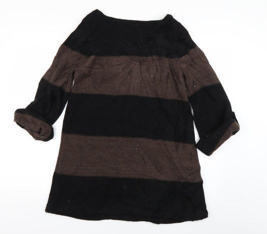 M&S Womens Brown Striped Knit Pullover Jumper Size 12
