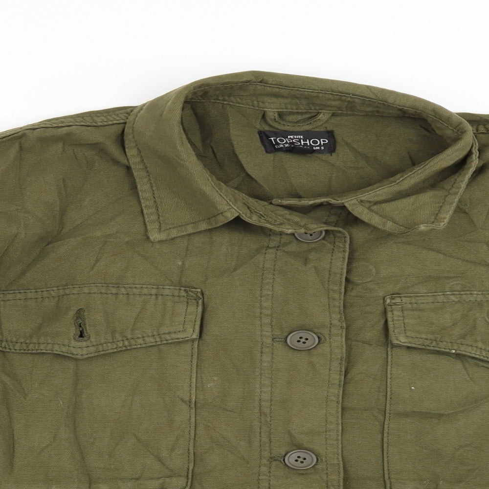 Topshop Womens Green  Denim Jacket  Size S