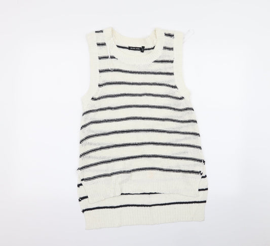 brave sou Womens White Striped  Pullover Jumper Size 12