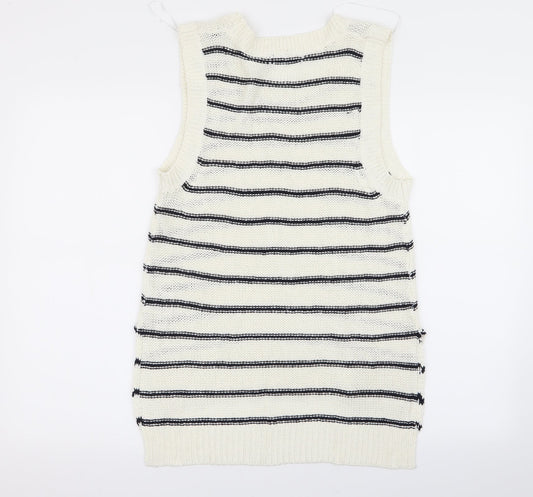 brave sou Womens White Striped  Pullover Jumper Size 12