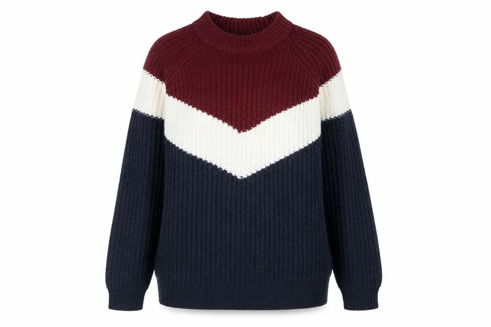 Front view of b.young women’s multicoloured geometric jumper, size M