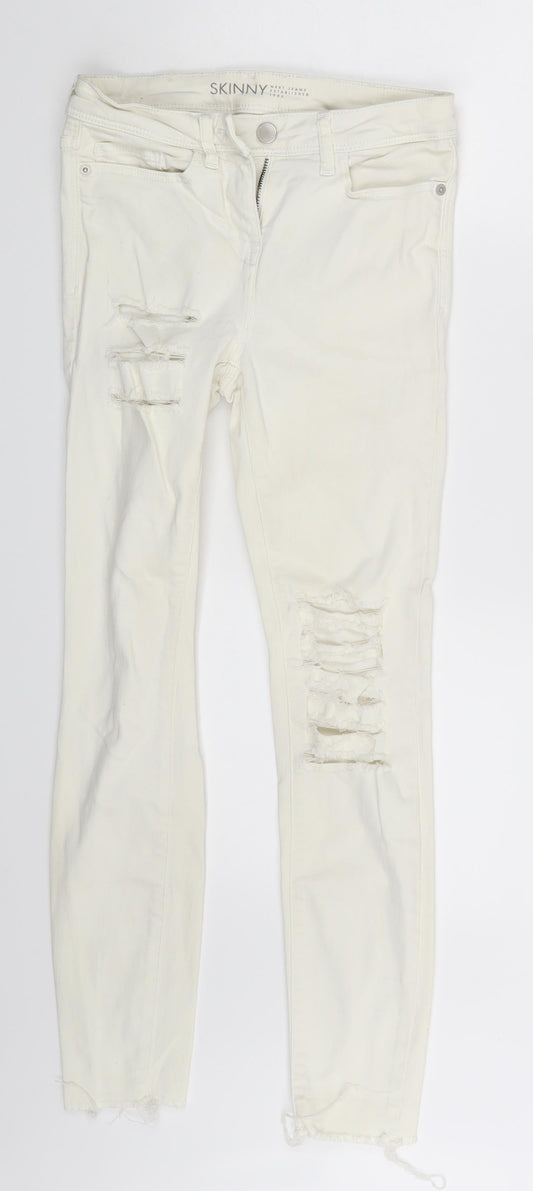 NEXT Womens Ivory  Denim Skinny Jeans Size 6 L24 in
