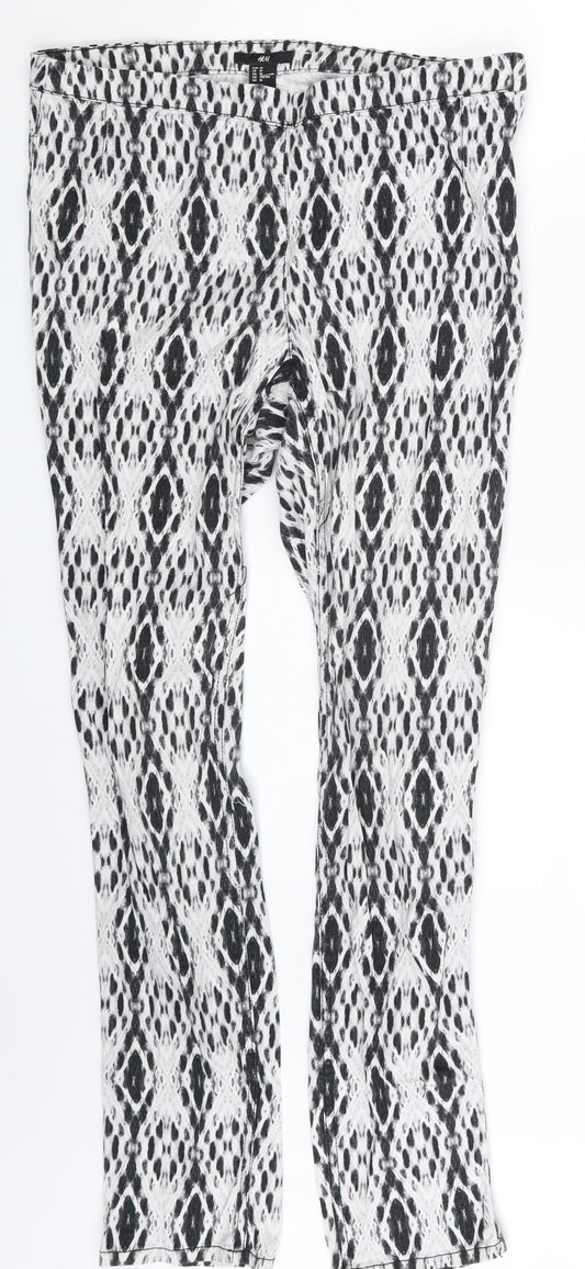 H&M Womens White Argyle/Diamond  Jegging Leggings Size 12 L27 in