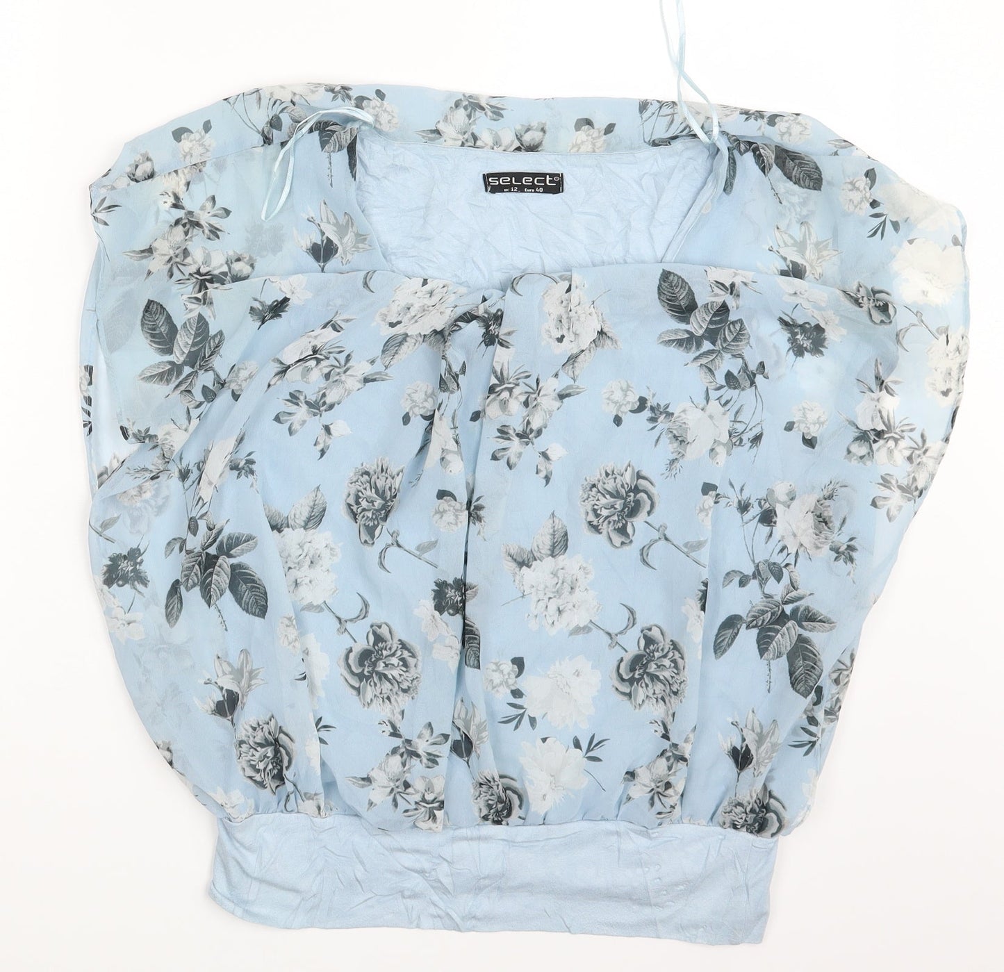 Select Womens Blue Floral  Basic Blouse Size 12