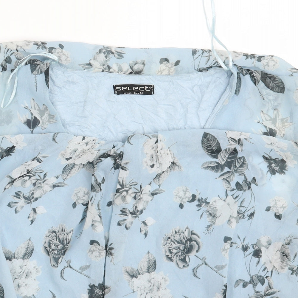 Select Womens Blue Floral  Basic Blouse Size 12