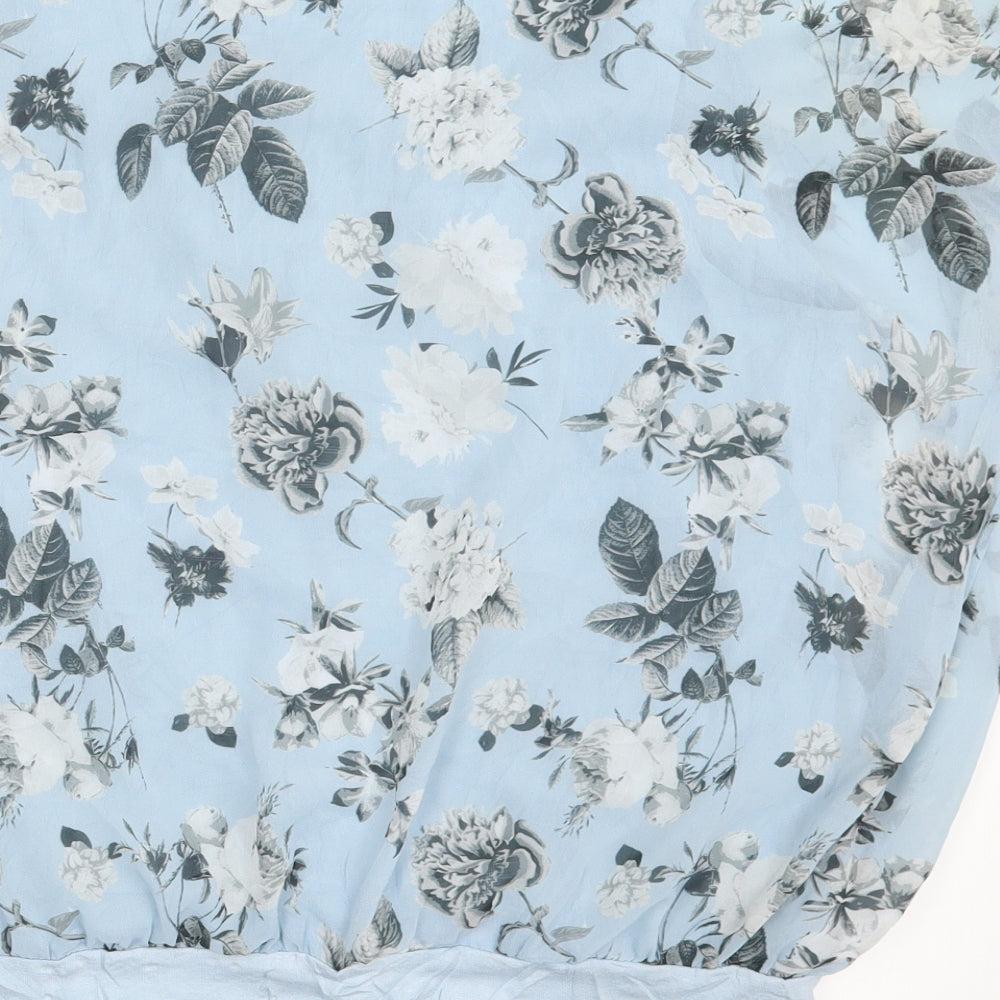 Select Womens Blue Floral  Basic Blouse Size 12