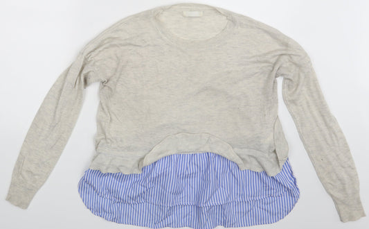 Nicole Womens Ivory Striped  Basic T-Shirt One Size